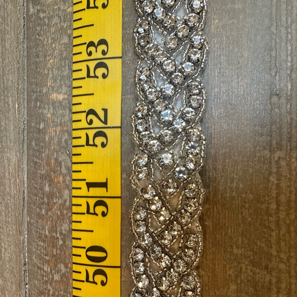 White Ribbon with Rhinestone Accents - Picture 4 of 5